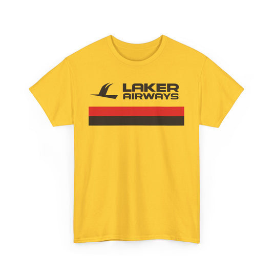 Laker Airways Vintage UK Airline Red Stripe Aviation Memorabilia T-shirt