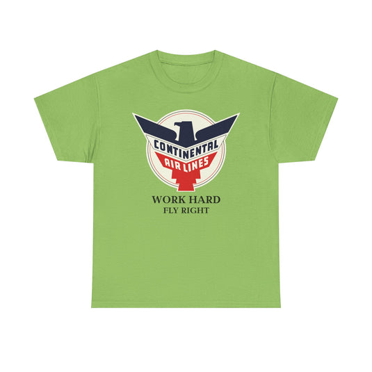 Continental Airlines Red White Blue Eagle Work Hard Fly Right T-shirt