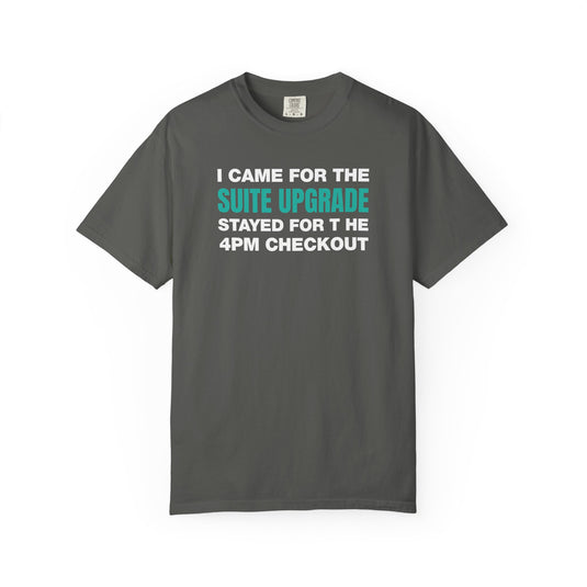 Suite Upgrade Late Checkout Credit Card Points Miles Teal T-shirt