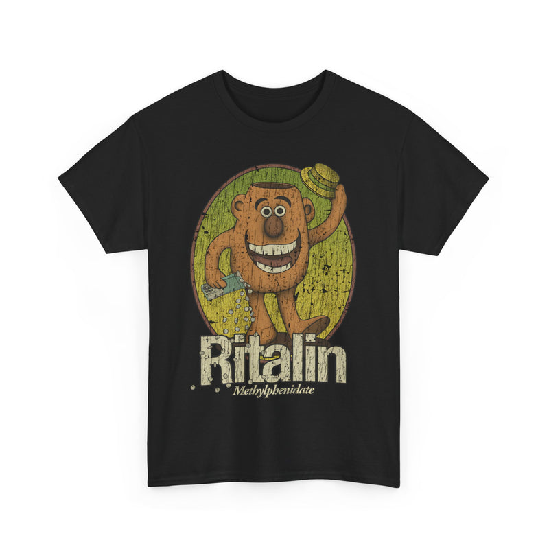 Load image into Gallery viewer, Ritalin Man 1975 Methylphenidate Advertising Logo T-shirt
