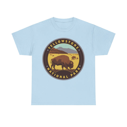 Yellowstone National Park Idaho Montana Wyoming Round Logo T-shirt