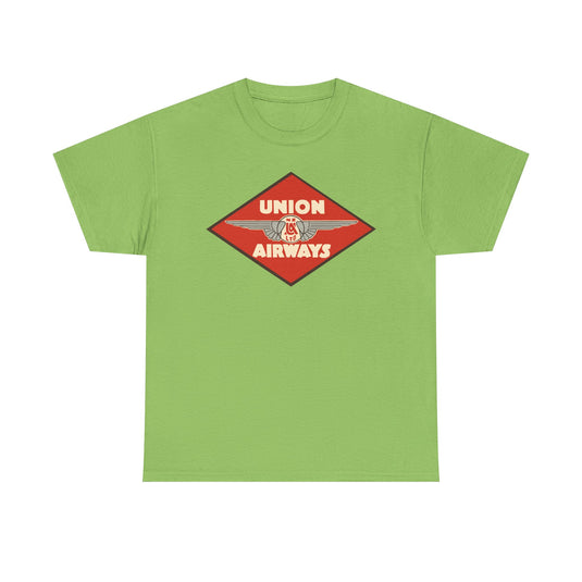 Union Airways NZ Red Diamond Winged Logo New Zealand Aviation T-shirt