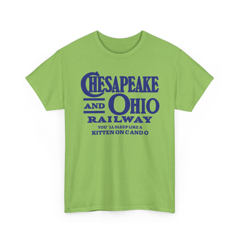 Load image into Gallery viewer, Chesapeake Ohio Railway Sleep Like Kitten Railroad Logo T-Shirt
