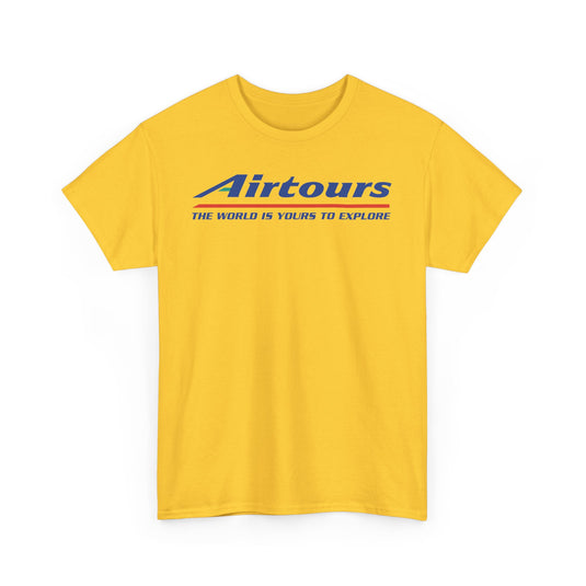 Airtours The World Is Yours To Explore Vintage Charter Airline Logo T-shirt