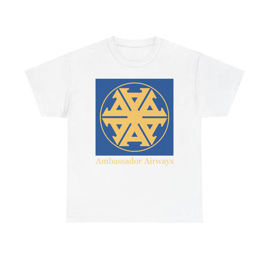Ambassador Airways Blue Gold Emblem Classic UK Charter Airline T-shirt