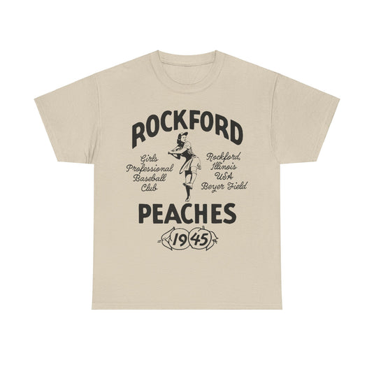 Rockford Illinois Peaches Nostalgic Retro Baseball Team T-shirt