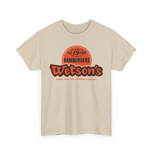 Wetson's 15¢ Hamburgers Orange Circles Vintage Logo Chain Restaurant T-Shirt
