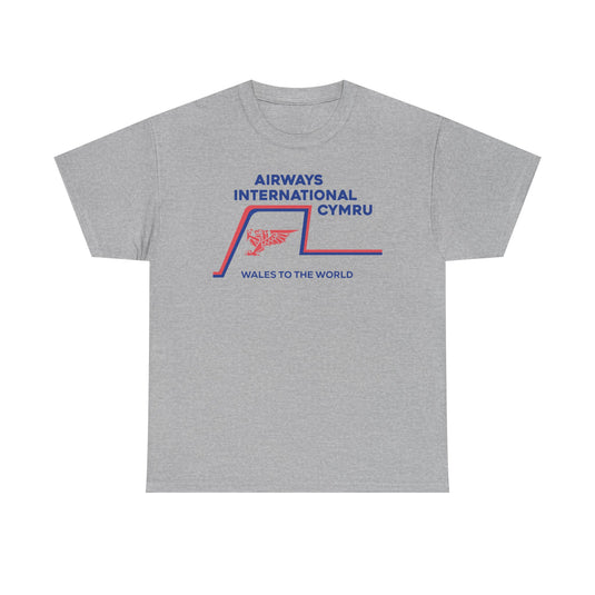 Airways International Cymru Wales To The World Vintage Airline Logo T-shirt