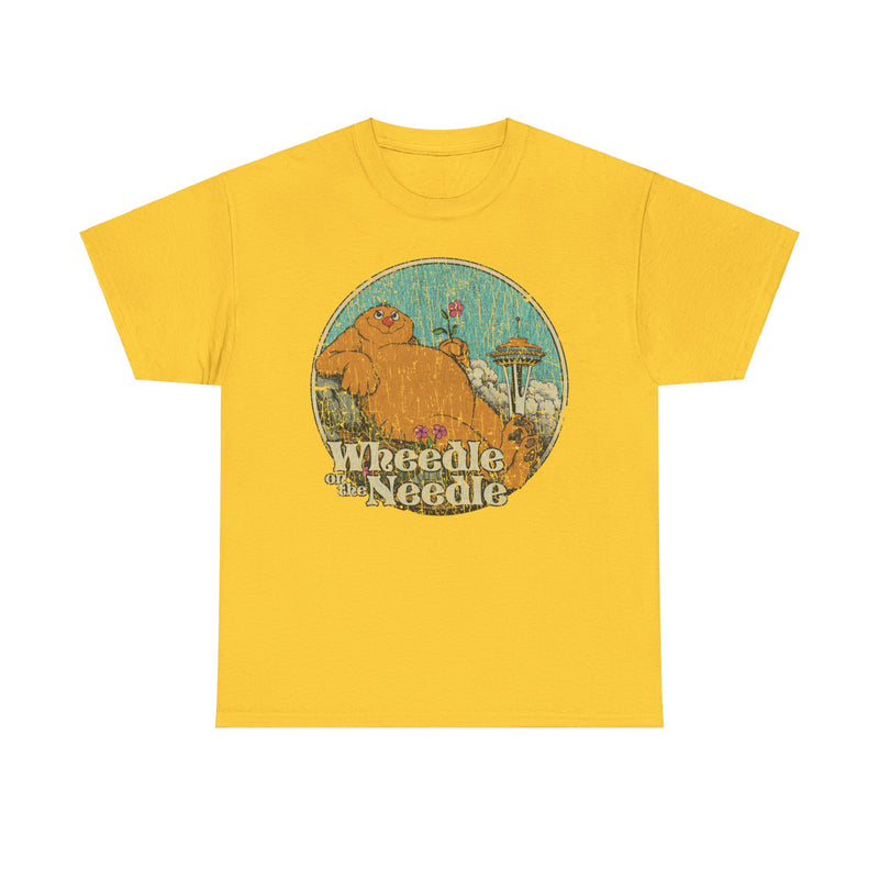 Load image into Gallery viewer, Wheedle on the Needle 1974 Seattle Washington Nostalgic Illustrated Book T-shirt
