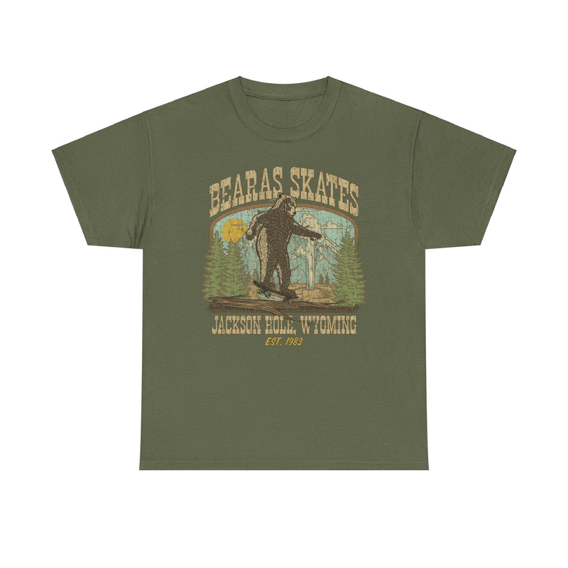 Load image into Gallery viewer, Bearas Skates Est 1983 Jackson Hole Wyoming T-shirt
