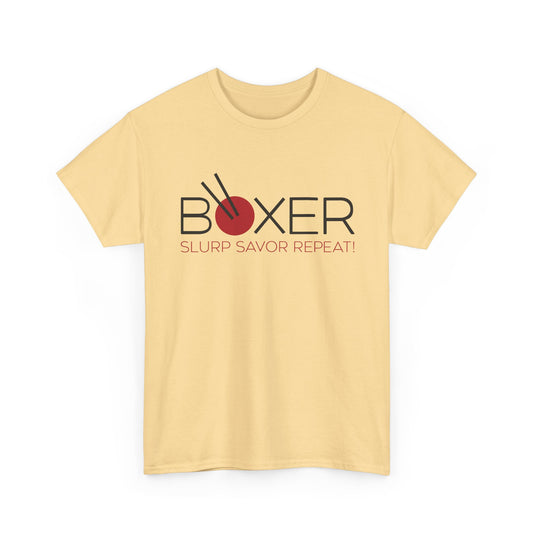Boxer Ramen T-Shirt Defunct Restaurant Chain Slurp Savor Repeat Noodle Tee