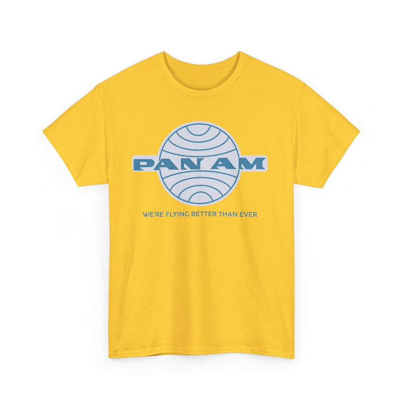 Load image into Gallery viewer, Pan Am Classic Blue Globe Logo Flying Better Than Ever T-shirt
