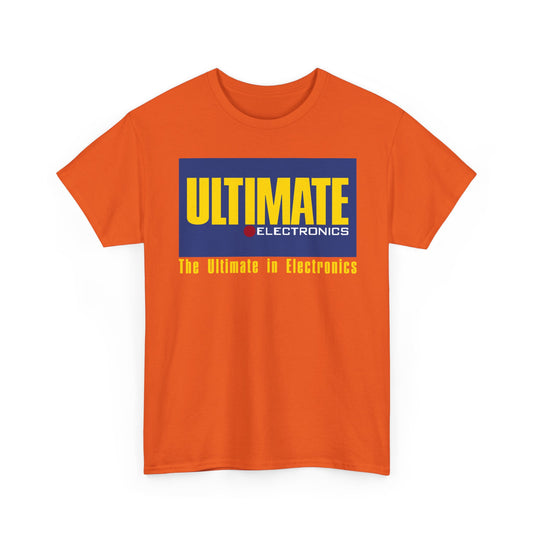 Ultimate Electronics The Ultimate in Electronics Blue Yellow Logo T-shirt