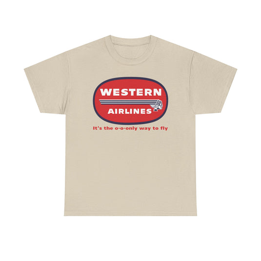 Western Airlines Red Oval Indian Chief Logo Only Way To Fly T-shirt