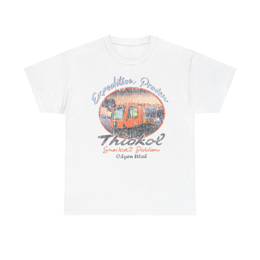 Thiokol Snowcat Division 1929 Ogden Utah Expedition Proven Snowmobile T-shirt