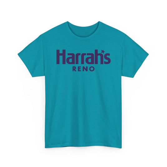 Harrah’s Reno Defunct Casino Logo Purple Graphic T-Shirt Nevada Gambling Resort Tee