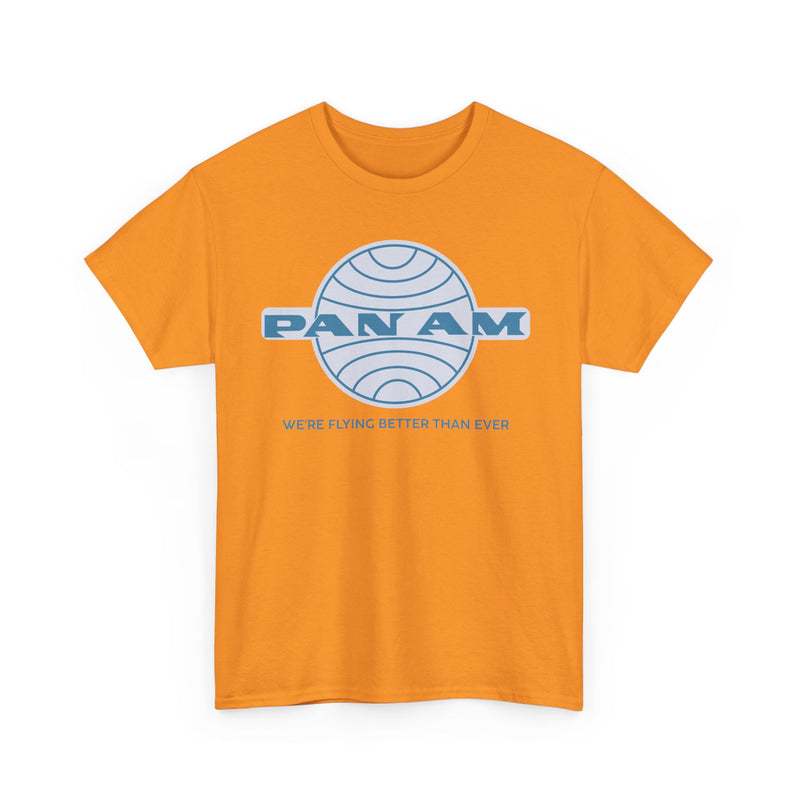Load image into Gallery viewer, Pan Am Classic Blue Globe Logo Flying Better Than Ever T-shirt
