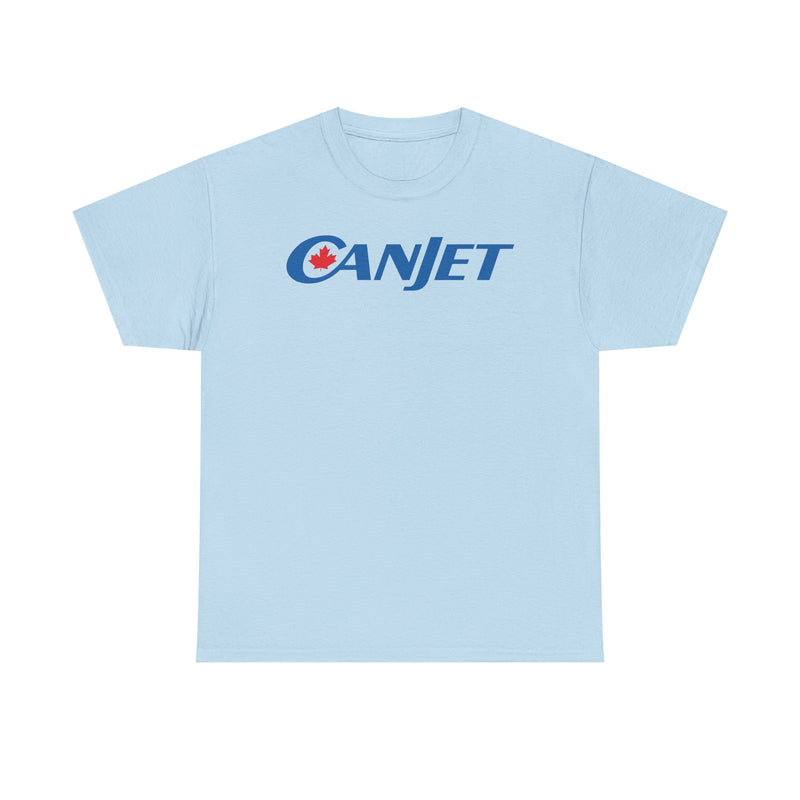Load image into Gallery viewer, CanJet Canadian Maple Leaf Blue Logo Aviation Memorabilia T-shirt
