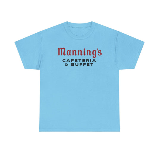 Manning's Cafeterias T-Shirt - Restaurant Industry Defunct Logo Tee