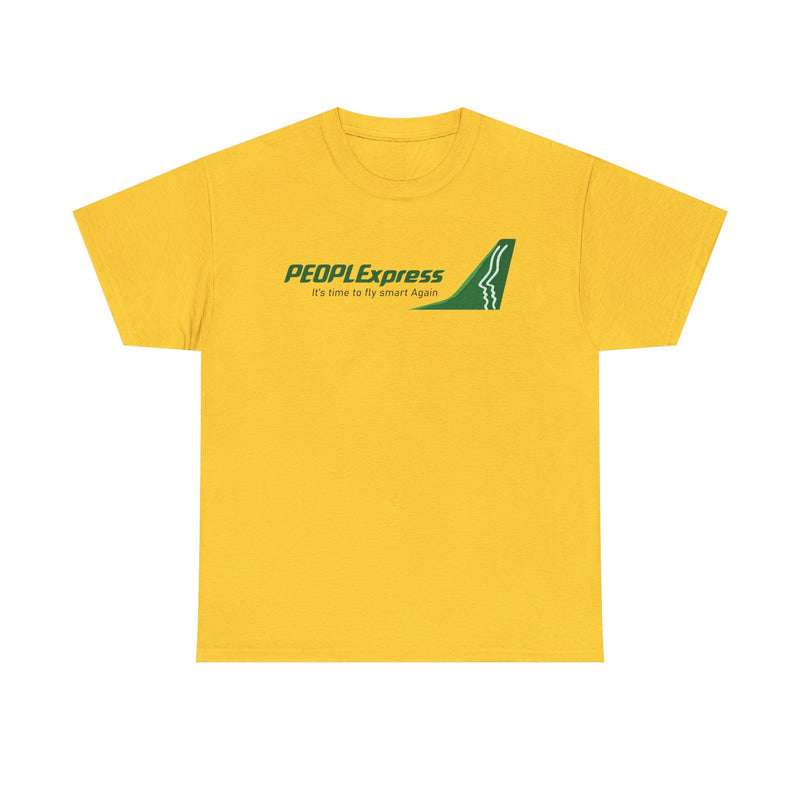 Load image into Gallery viewer, PEOPLExpress Green Tail Logo Time To Fly Smart Again Airline T-shirt

