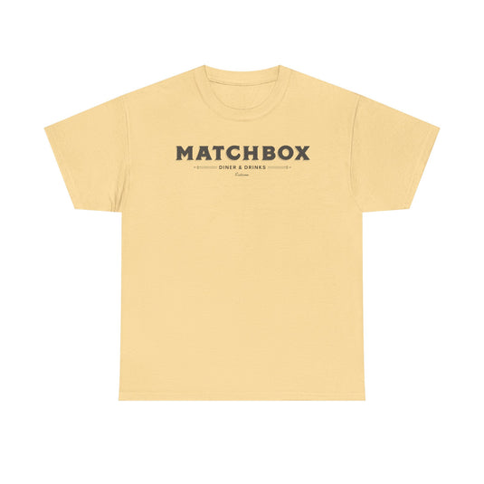 Matchbox Diner Drinks T-Shirt Defunct Restaurant Bankrupt Logo Tee