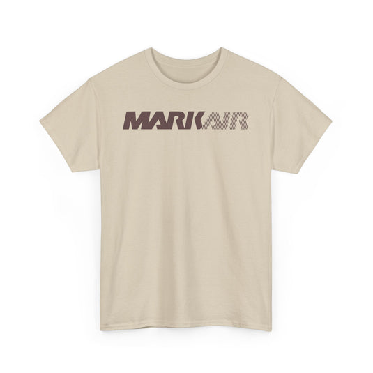 Mark Air Burgundy Striped Logo Alaska Regional Airline Vintage T-shirt