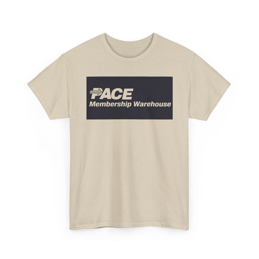 PACE Membership Warehouse Club Navy Blue Logo Bulk Shopping Nostalgic T-shirt