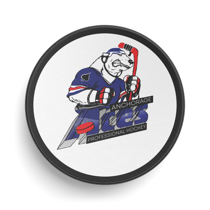 Anchorage Aces Mascot Logo Hockey Puck