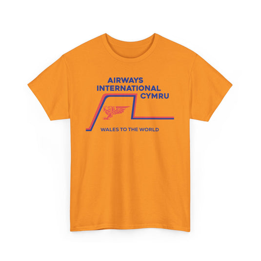 Airways International Cymru Wales To The World Vintage Airline Logo T-shirt