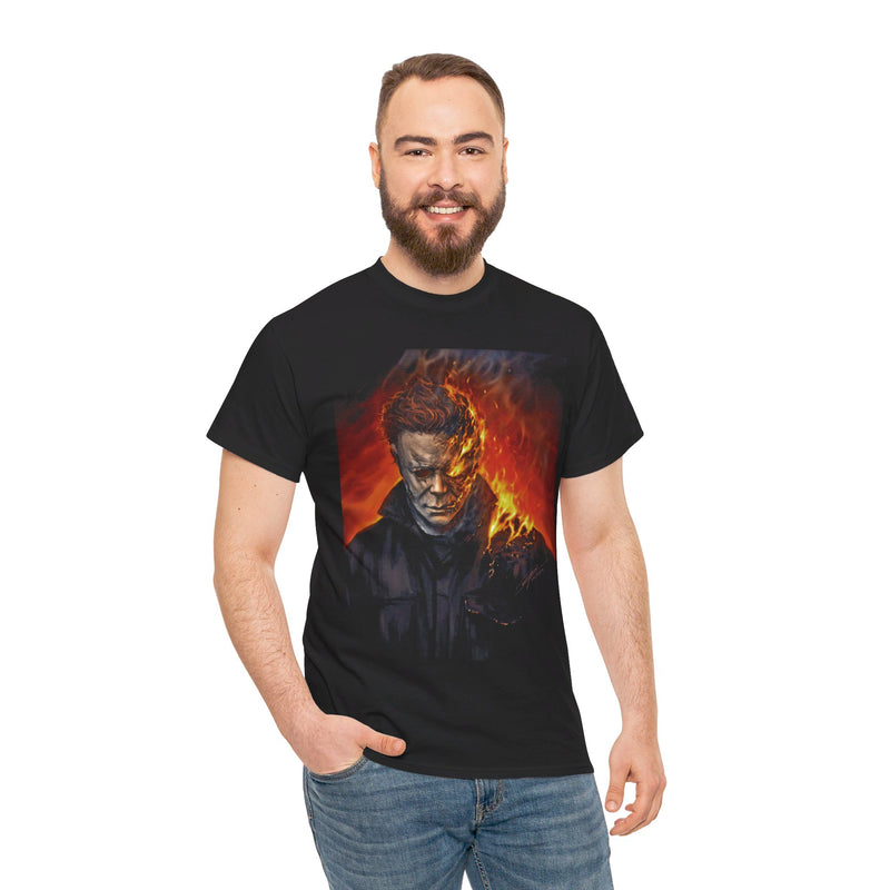 Load image into Gallery viewer, Michael Myers Halloween Flaming Head Movie T-shirt
