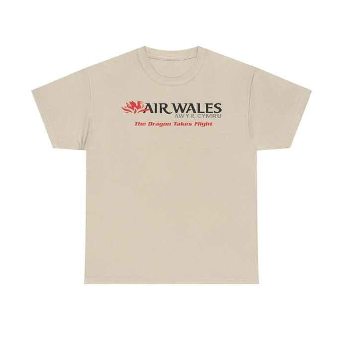 Air Wales The Dragon Takes Flight Vintage Welsh Airline Logo Aviation T-shirt