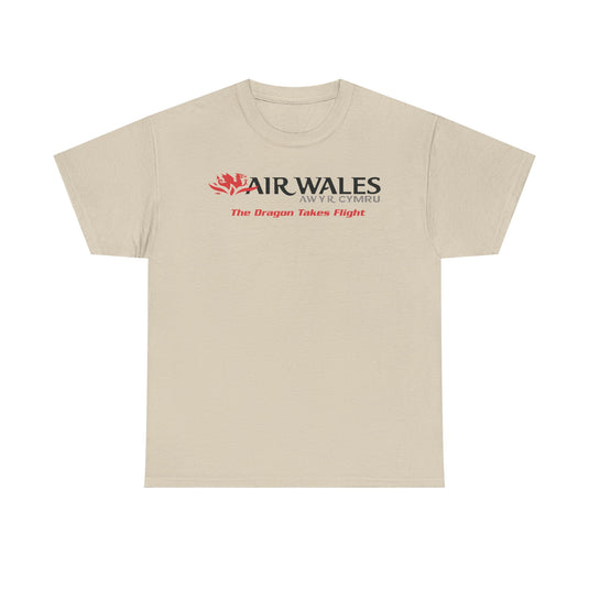 Air Wales The Dragon Takes Flight Vintage Welsh Airline Logo Aviation T-shirt