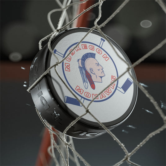 Muskegon Mohawks Logo Nostalgic Hockey Puck