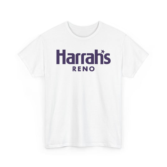 Harrah’s Reno Defunct Casino Logo Purple Graphic T-Shirt Nevada Gambling Resort Tee