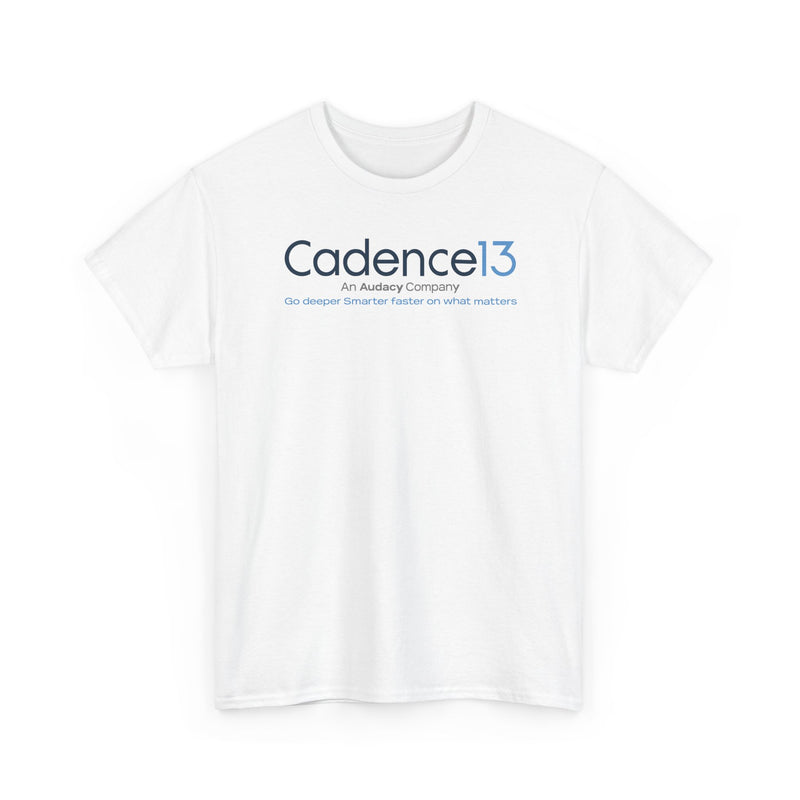 Load image into Gallery viewer, Cadence13 T-Shirt Defunct Audacy Podcast Company Go Deeper Smarter Faster TeeRetry
