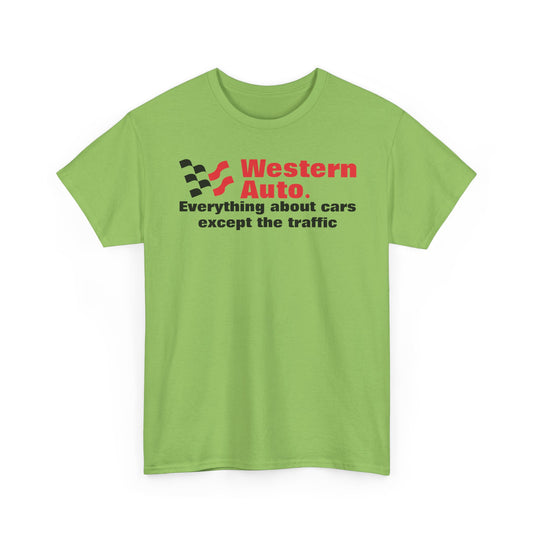 Western Auto Everything About Cars Except the Traffic Checkered Flag T-shirt
