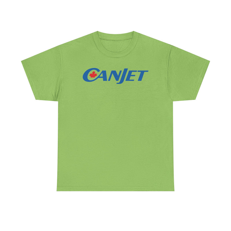 Load image into Gallery viewer, CanJet Canadian Maple Leaf Blue Logo Aviation Memorabilia T-shirt
