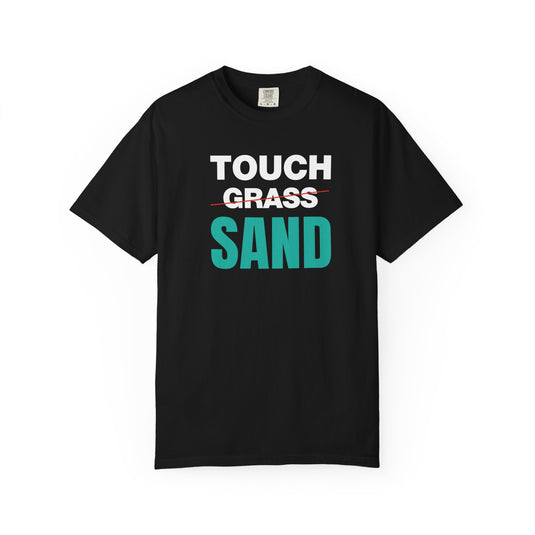 Touch Grass Sand Credit Card Points Miles Travel Teal T-shirt