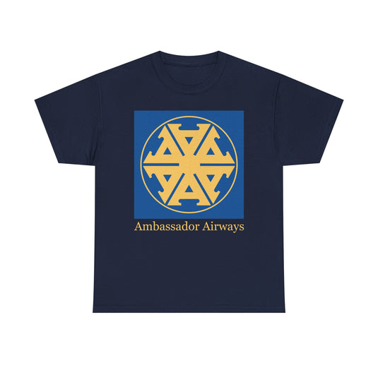Ambassador Airways Blue Gold Emblem Classic UK Charter Airline T-shirt