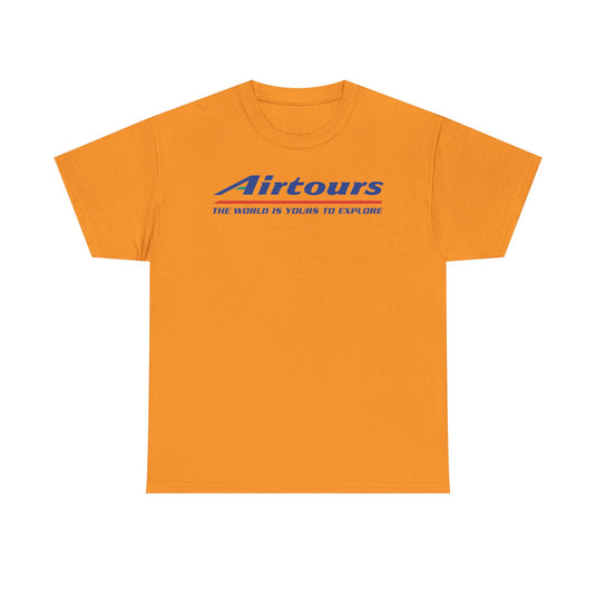 Airtours The World Is Yours To Explore Vintage Charter Airline Logo T-shirt