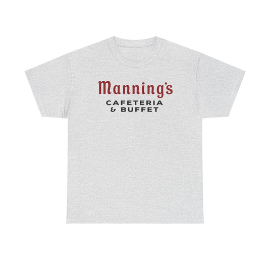 Manning's Cafeterias T-Shirt - Restaurant Industry Defunct Logo Tee