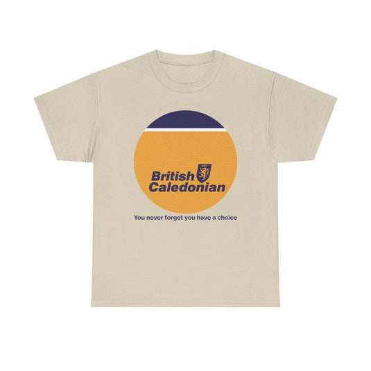British Caledonian Yellow Circle Never Forget Choice Slogan Airline T-shirt