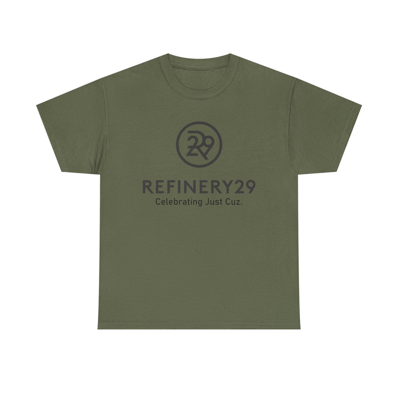 Load image into Gallery viewer, Refinery29 Celebrating Just Cuz T-Shirt Media Brand Logo Tee
