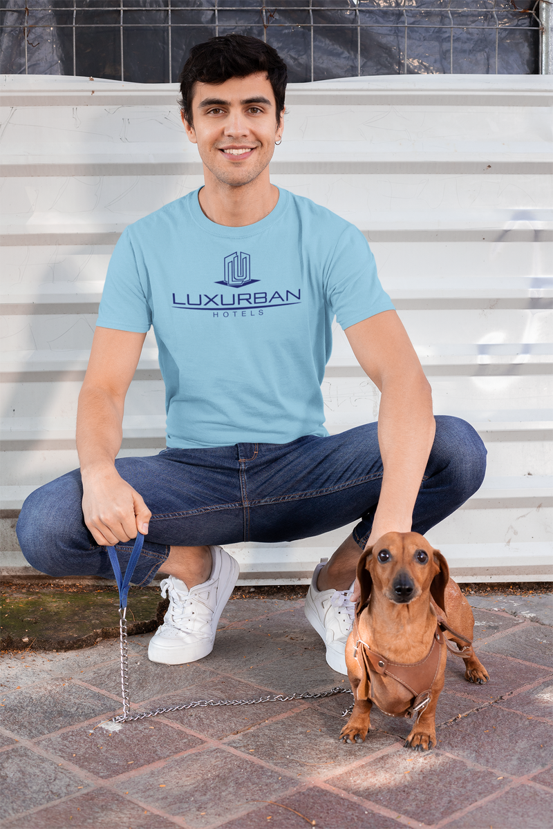 Load image into Gallery viewer, LuxUrban Hotels T-Shirt - Hospitality Industry Bankrupt Hotel Logo
