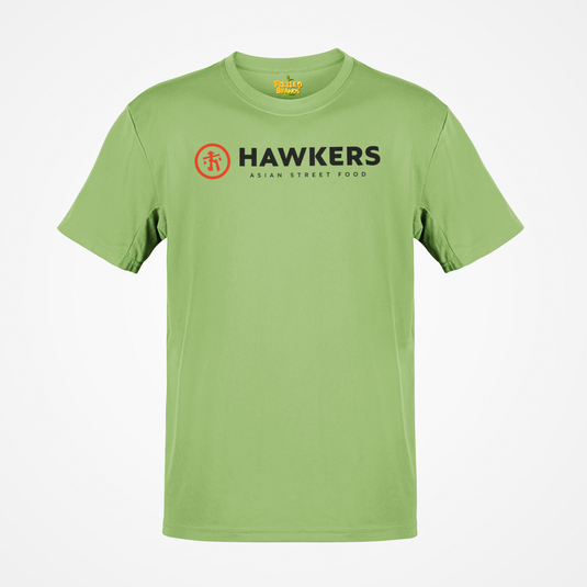 Hawkers Asian Street Food T-Shirt Bankrupt Restaurant Chain Logo Tee