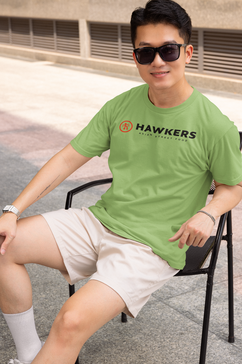 Load image into Gallery viewer, Hawkers Asian Street Food T-Shirt Bankrupt Restaurant Chain Logo Tee
