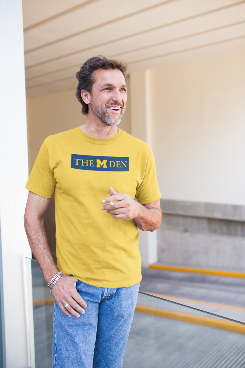Load image into Gallery viewer, The M Den T-Shirt Defunct Michigan Store Bankrupt Company Logo Tee
