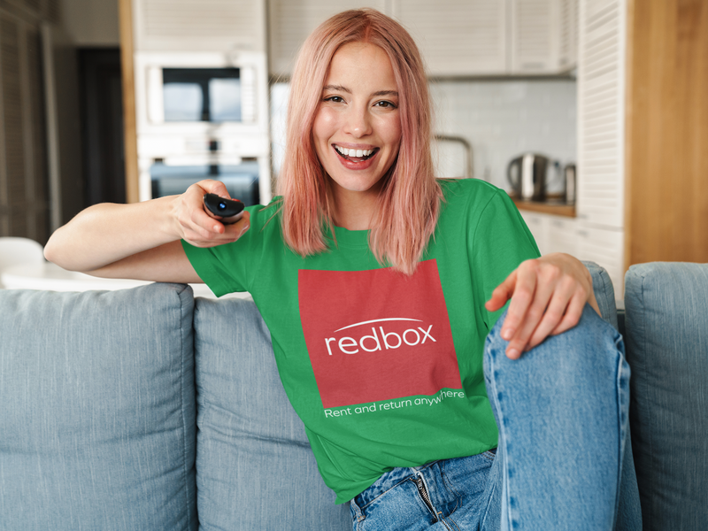 Load image into Gallery viewer, Redbox DVD Movie Rental Kiosk Red Square Logo Nostalgic T-shirt
