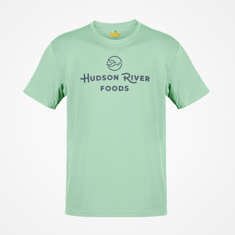 Load image into Gallery viewer, Hudson River Foods T-Shirt Defunct Food Company Bankrupt Logo Tee
