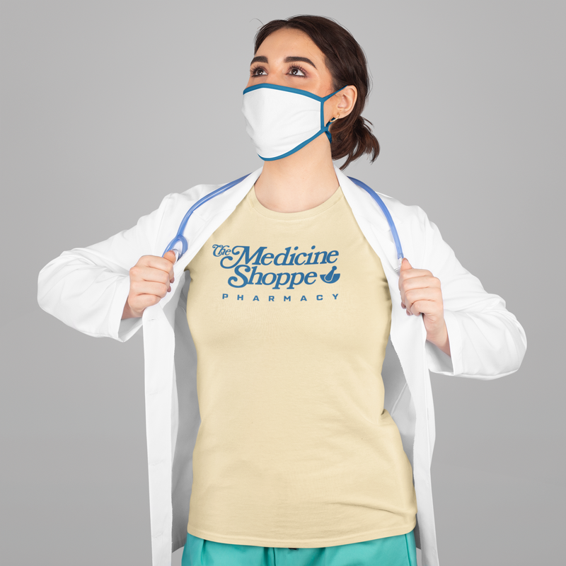 Load image into Gallery viewer, Medicine Shoppe Pharmacy T-Shirt Defunct Drugstore Bankrupt Logo Tee

